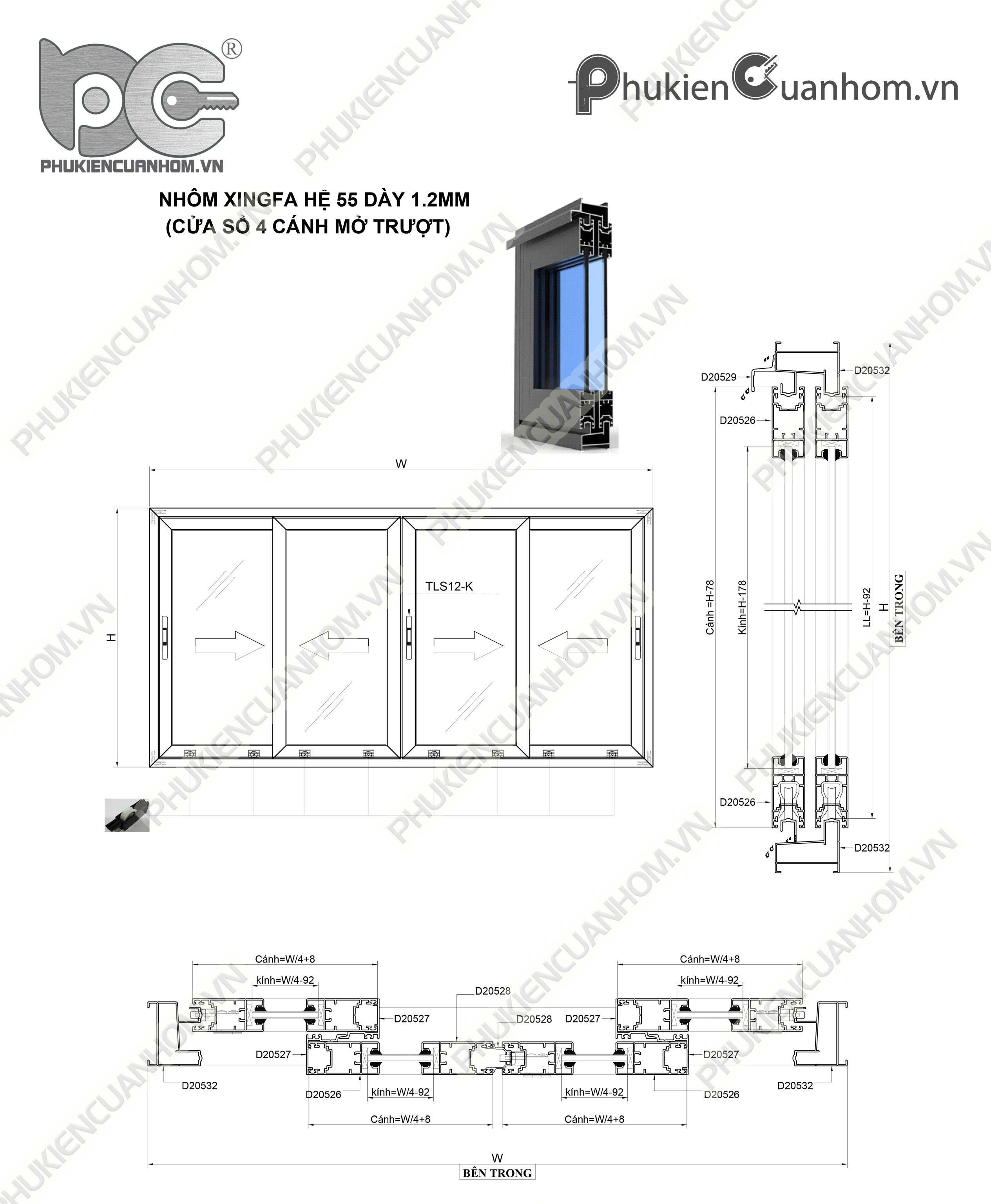 Sản xuất cửa sổ lùa 55 dày 1.4mm nhôm Xingfa nhập khẩu - Phụ Kiện ...