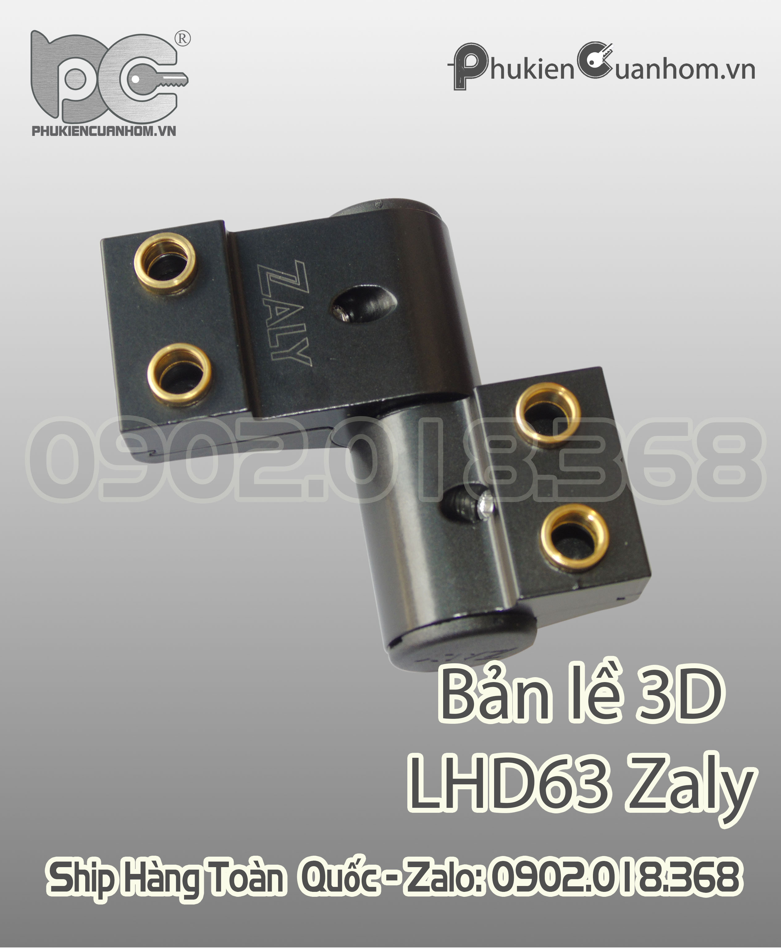 Bản lề 3D nhôm Xingfa hệ 55 hiệu Zaly LHD63