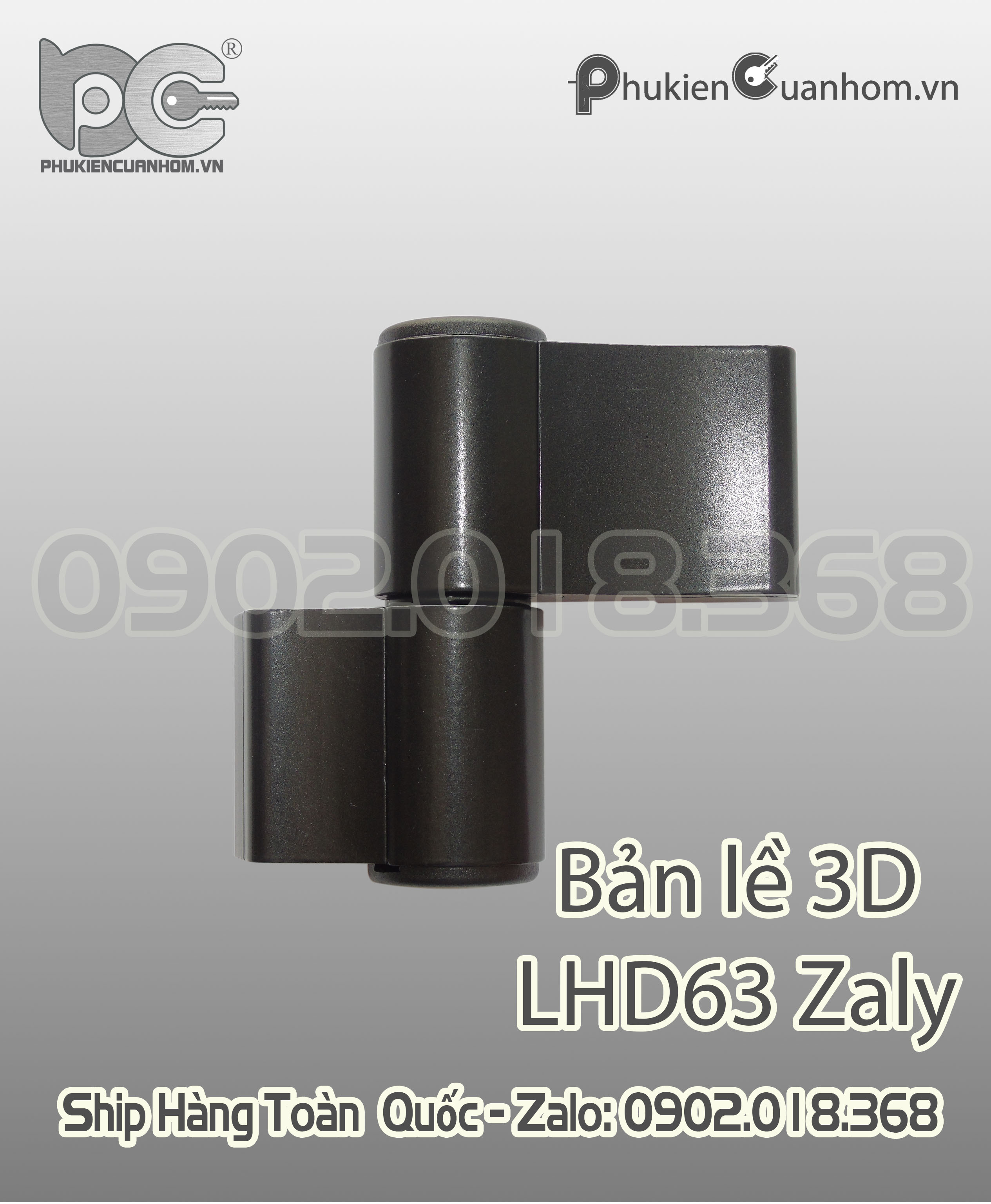 Bản lề 3D nhôm Xingfa hệ 55 hiệu Zaly LHD63