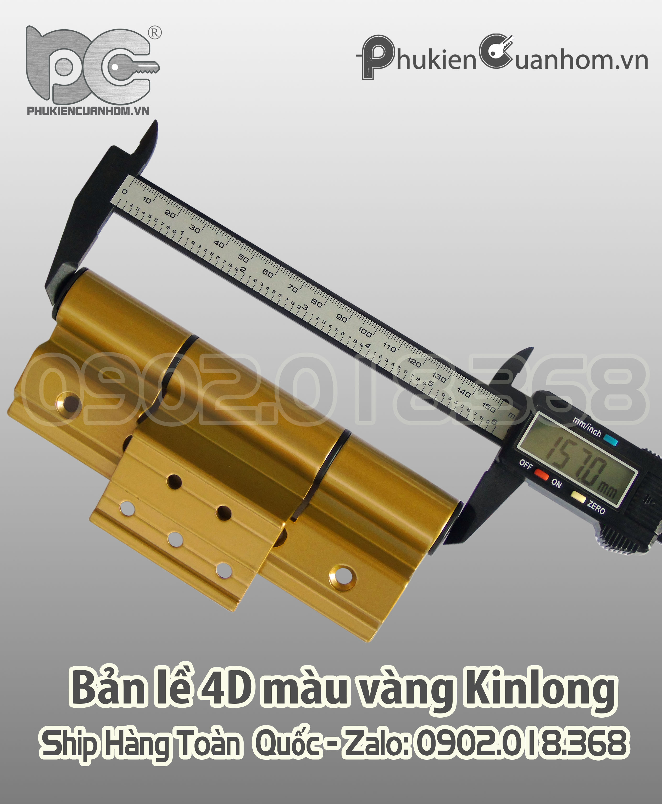 Bản lề 4D màu vàng hiệu KinLong chính hãng nhôm Xingfa hệ 55