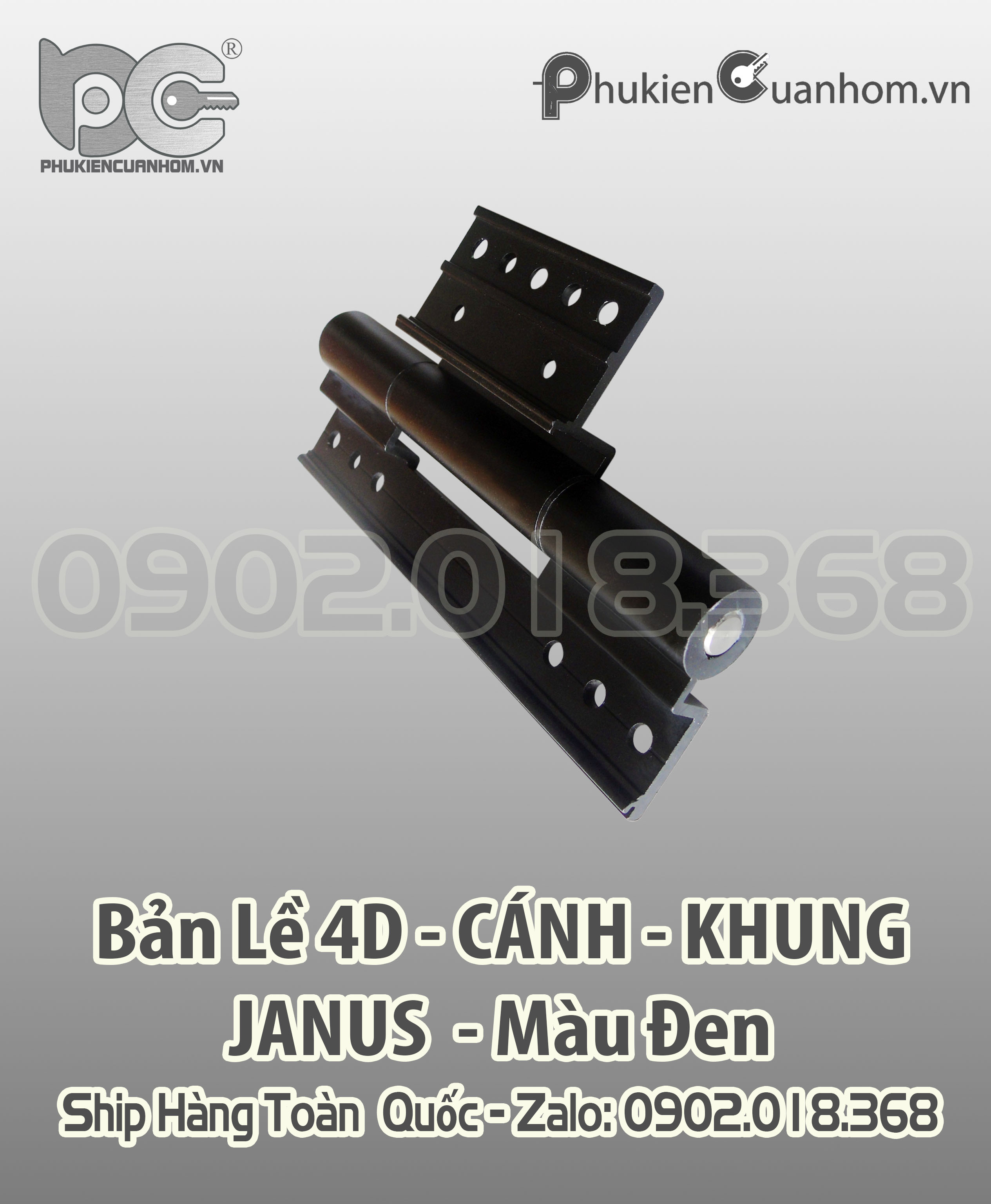 Bản lề 4D cánh khung cao cấp Xingfa 55 hiệu Janus màu đen