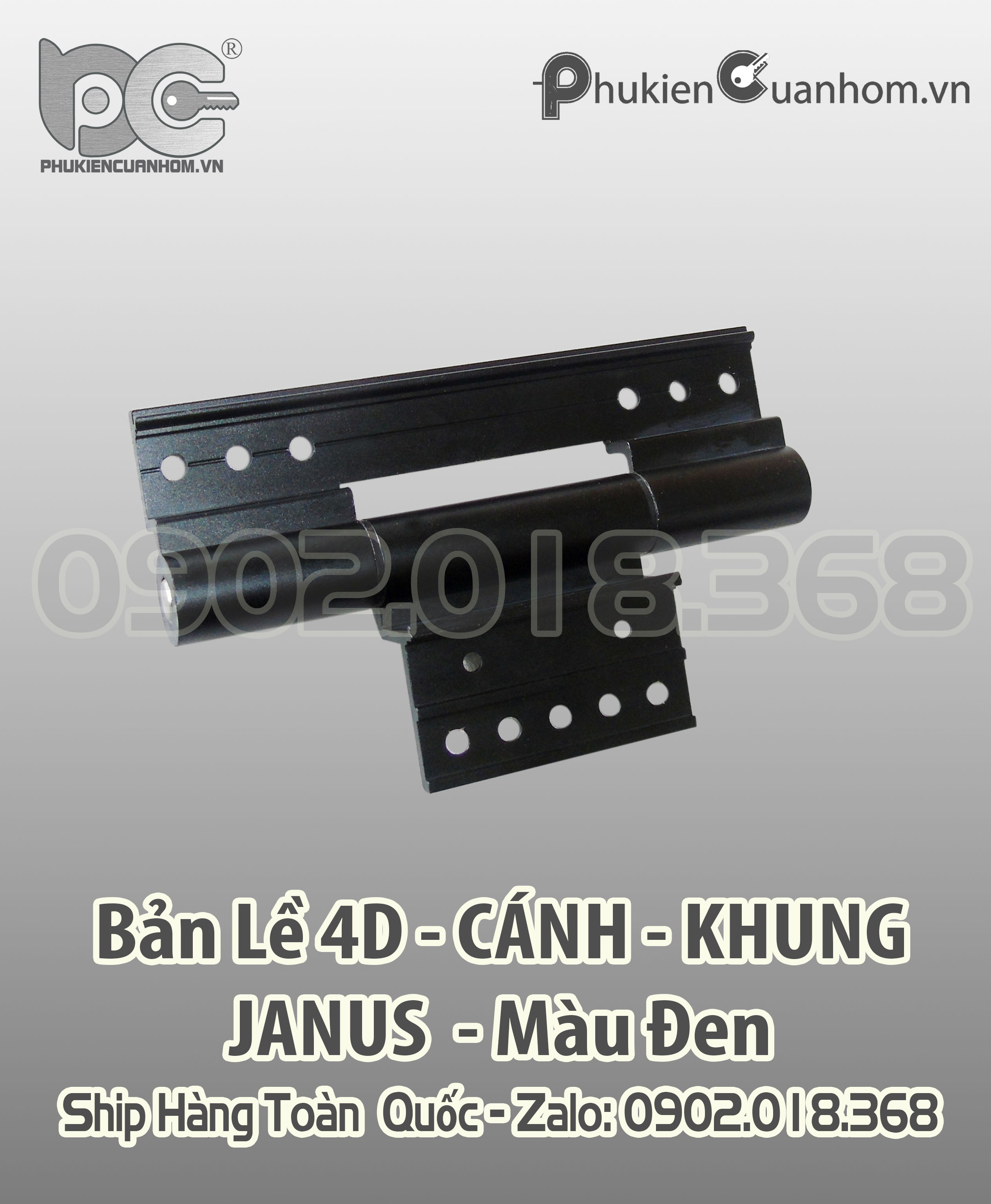 Bản lề 4D cánh khung cao cấp Xingfa 55 hiệu Janus màu đen