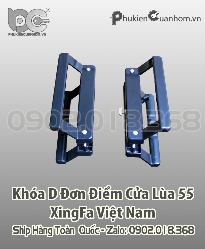 Khóa chữ D đơn điểm KinLong chính hãng cửa lùa hệ 55 Xingfa Việt Nam